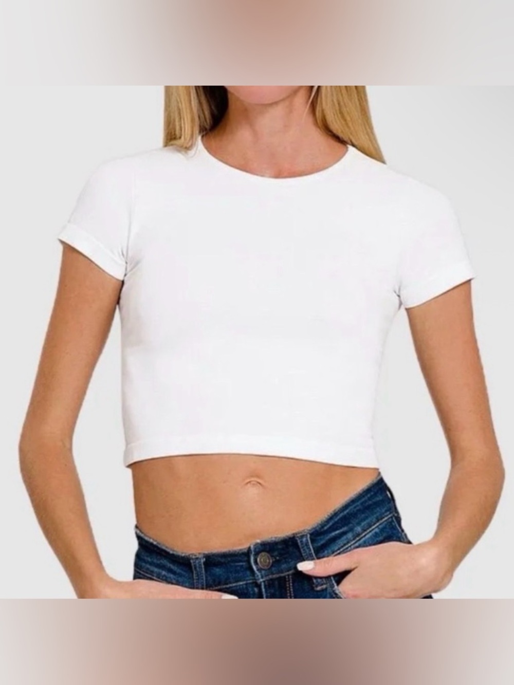NWT Zenana Seamless Crop Top Tee Size L/XL